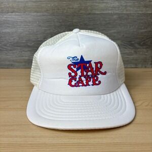 Vintage Star Cafe Hat Cap Snapback White Trucker Adjustable